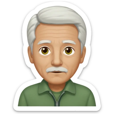 abuelo con pelo blanco, ojos cafés y ropa verde sticker