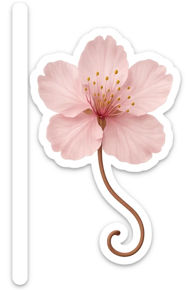 pink cherry blossom with a curled stem sticker