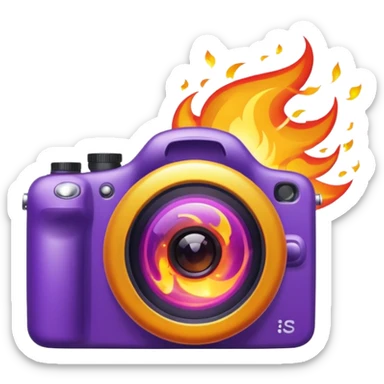 Glitter Fire Camera Purple sticker