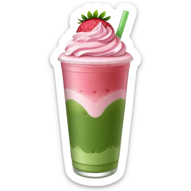 Strawberry iced matcha latte with strawberry cold foam  sticker