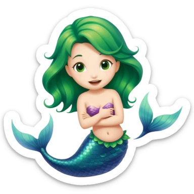 A cute mermaid emoji, drooling and looking naughty and mischievous.  sticker