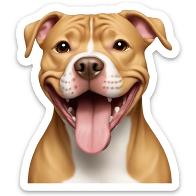 light brown american pitbull terrier, smiling, without white spot sticker