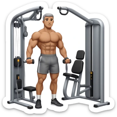 standing fit man cable-machine-exercise sticker