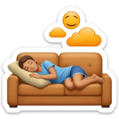 A lazy emoji, a person sleeping on a couch sticker