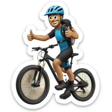 mountain biker with thumb up sticker