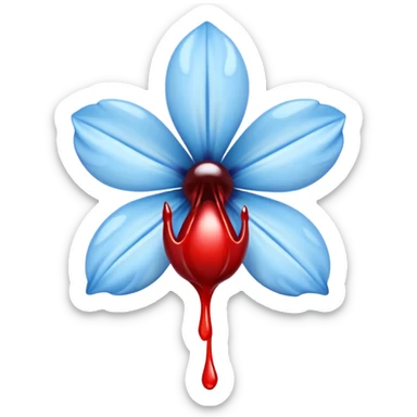 light blue flower bleeding blood sticker