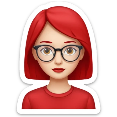 red clothed lady person with eyeglass sticker