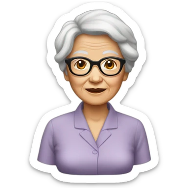 Old lady Vietnamese very black hair glasses sticker
