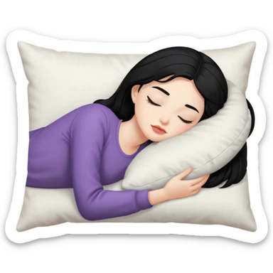 Sleeping on the pillow, beauty hot and pretty Pale girl with medium high black hair  sticker