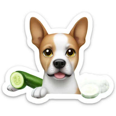 Dog with cucumber on eyes in a spa day sticker