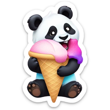 Panda eating ice cream sticker