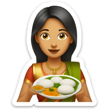 Girl with idli sambhar sticker