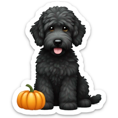 black goldendoodle with pumpkin on side sticker