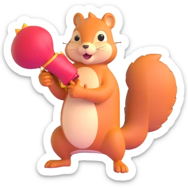 squirrel holding a fish like a boxing glove sticker
