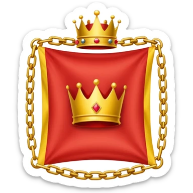 red flag with a crown on  with a yellow square chains inside sticker