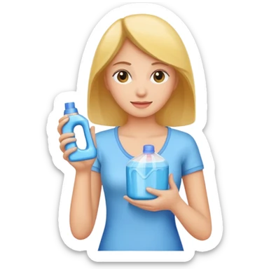 woman holding laundry detergent sticker