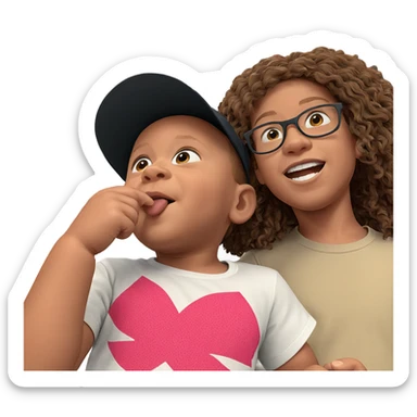 brothers showing off style sticker