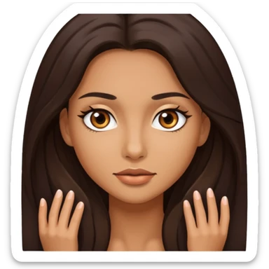 Mujer de frente cabello largo cafe oscuro ojos cafés oscuros  sticker