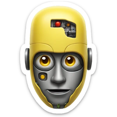 robot yellow head, 30 degrees to the right sticker