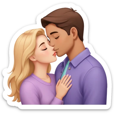 beautiful lush pastel warm-colored romantic kiss couple sticker