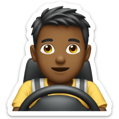 boy driving car sticker