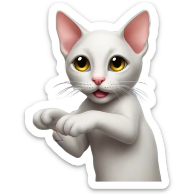 Hairless cat playing slot machine sticker