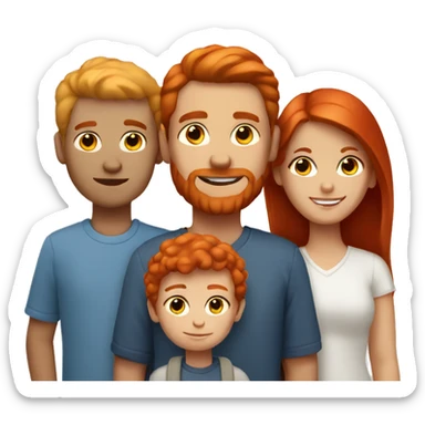 White family of 3 with son red hair sticker