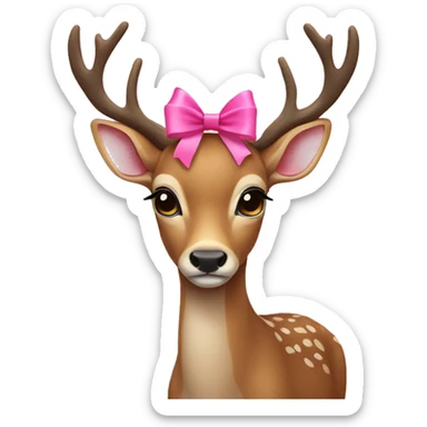deer with pink bow sticker