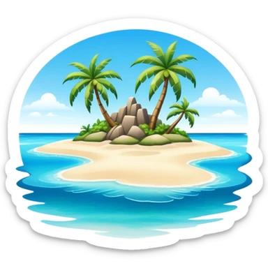 tropical island with palm trees and ocean sticker