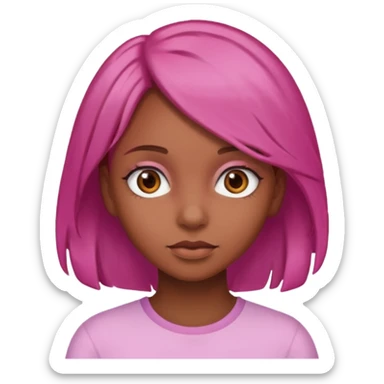girl with brown hair and brown eyes and pink  end of a hair sticker