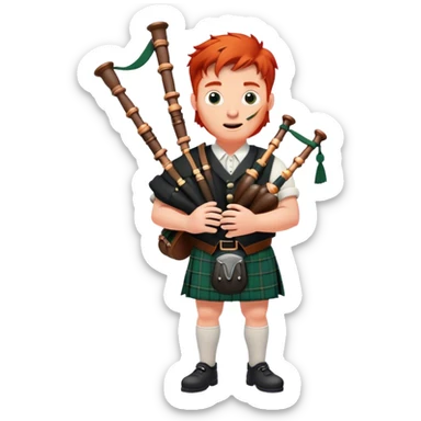 Red head guy playing bagpipes sticker
