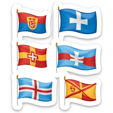 Generate a galician flag, a basque flag, a catalan flag, a breton flag, a corsican flag, a occitan flag, a samis flag and a Québec flag sticker
