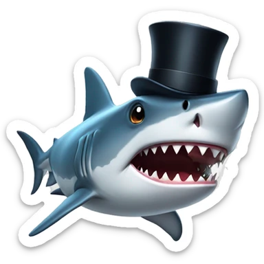 Shark with a top hat sticker