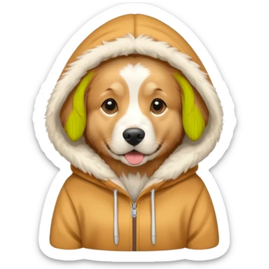 Dog wearing a hoodie sticker