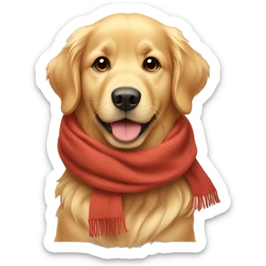 golden retriever wearing a scarf sticker