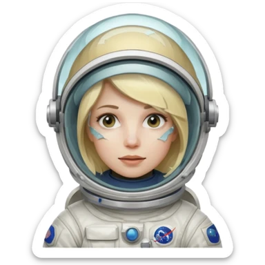astronaut woman with cracked glass helmet  sticker