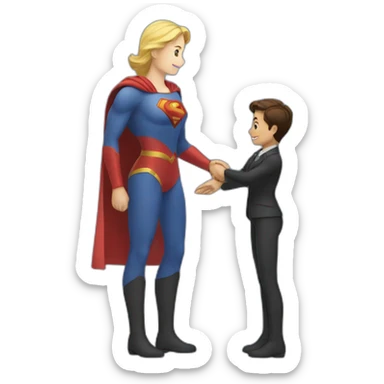 Tom giving handshake to super women sticker