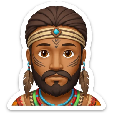 tribal man, beard sticker