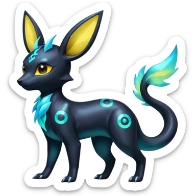  Shiny iridescent Umbreon-Salandit-Jolteon-fusion sticker