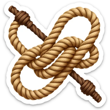 A realistic yet cute rope knot emoji, tied perfectly, symbolizing sailing skills. Vector emoji design, warm tones, clean white background. sticker