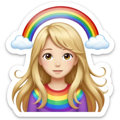 Anime girl with rainbows  sticker