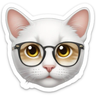 joven piel blanca gafas con gato sticker