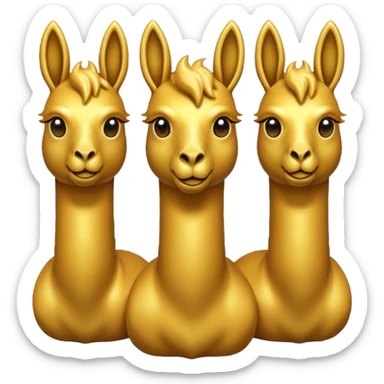 golden three headed llama emoji like a hydra sticker
