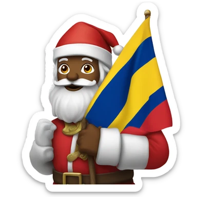 Santa Claus with a Colombia flag sticker