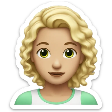 girl with blond wavy middle hair and green eyes sticker