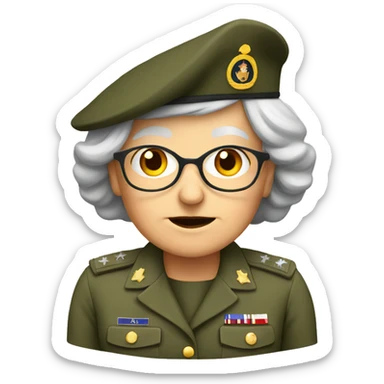 Old lady in military uniform sticker