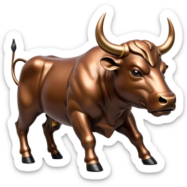 a charging bull (reflecting a bull market)  sticker