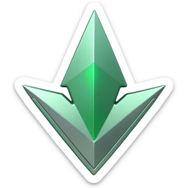 "iOS-style 3D emoji: a jagged rising chart line ending in a large glossy arrowhead, symbolizing rapid growth." sticker