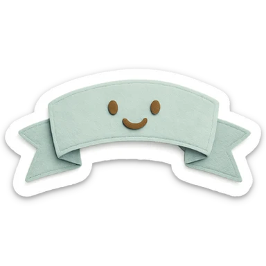 soft pastel cute ribbon banner sticker with soft texture, with a smiling face accent sticker