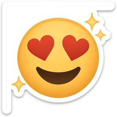 face with heart eyes and sparkles emoji, digital illustration sticker